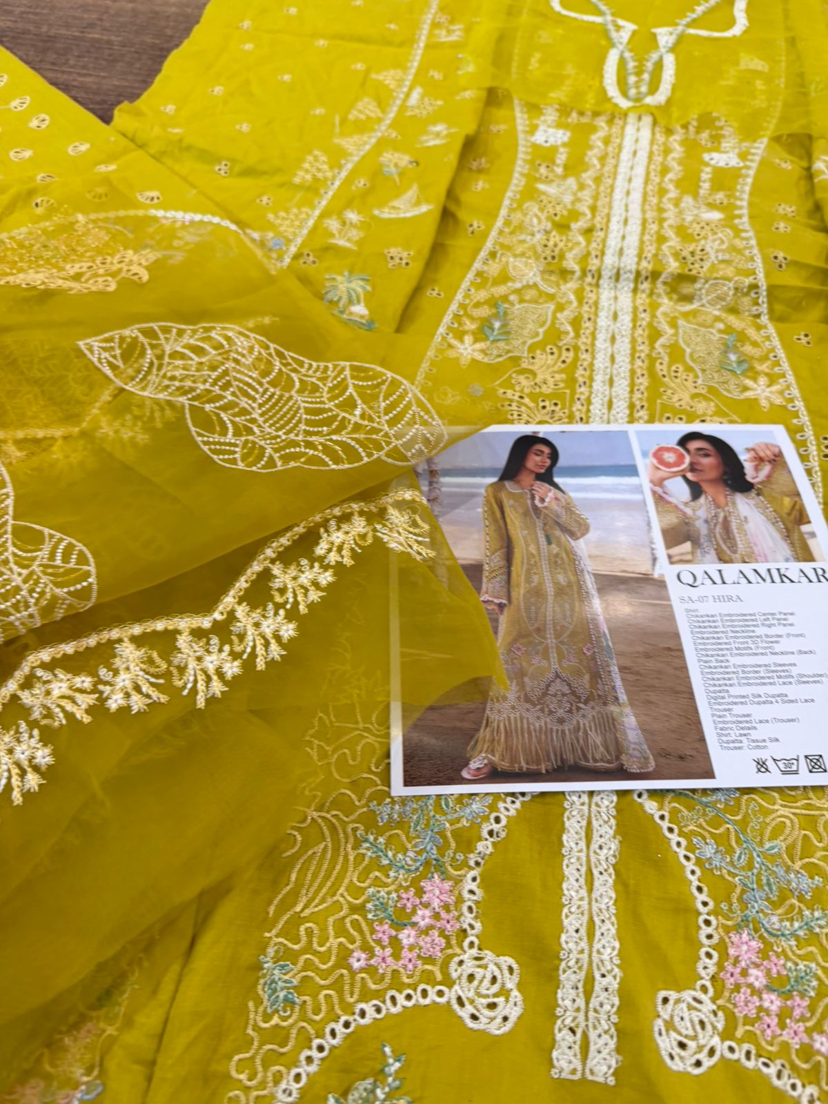 Qalamkar | Chikankari Luxury Lawn & Silk 3D Floral Suite