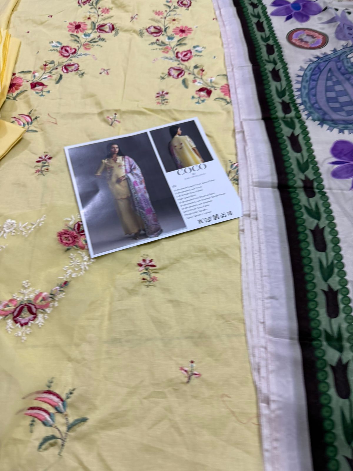 Zara Shahjahan | COCO Yellow Embroidered Lawn & Silk Dupatta