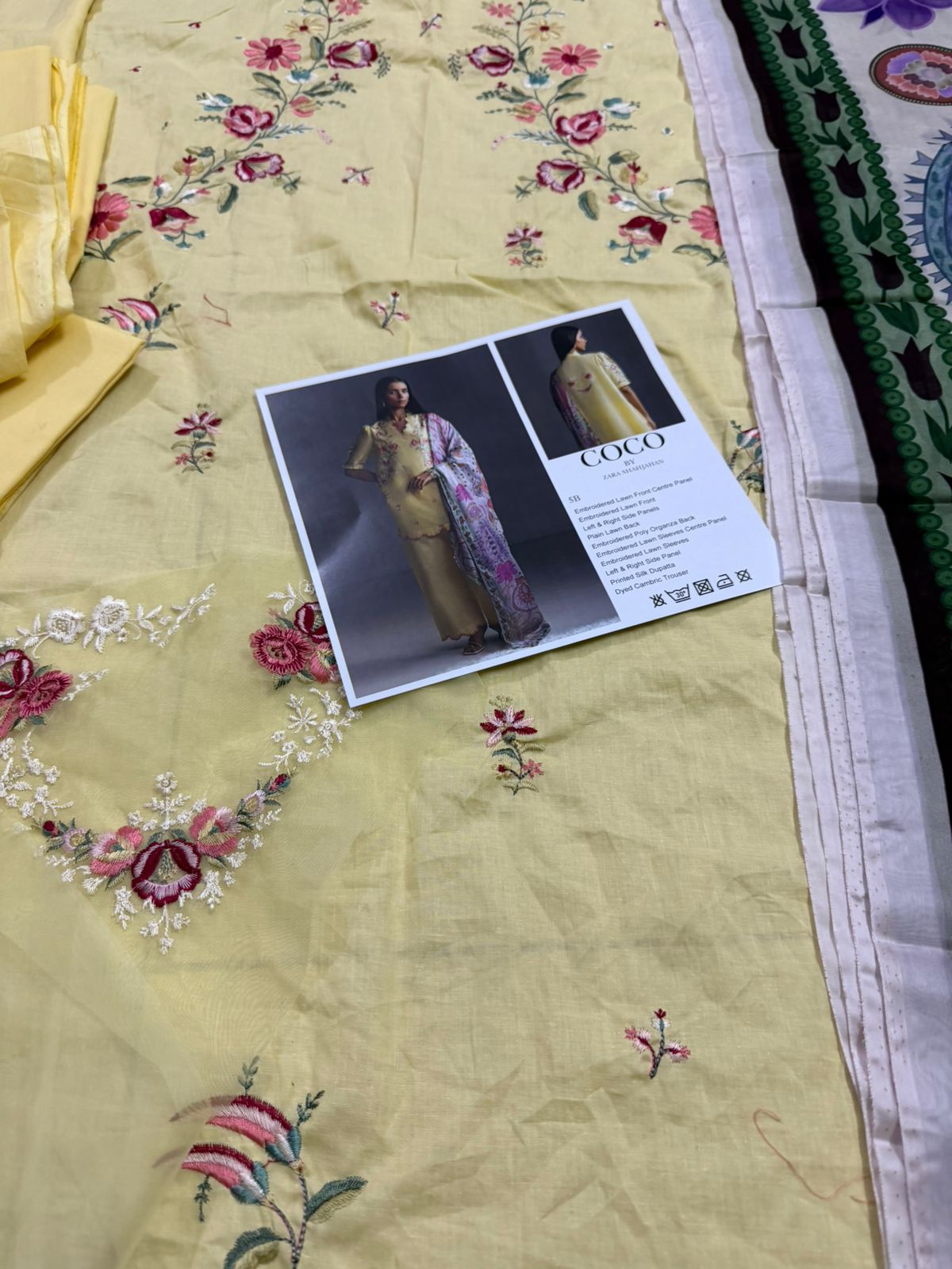 Zara Shahjahan | COCO Yellow Embroidered Lawn & Silk Dupatta