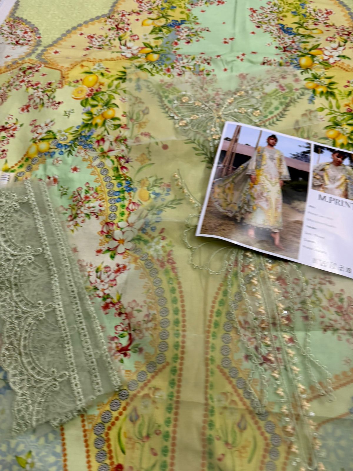 Maria.B Pistachio Green Luxury Lawn 2026 | Embroidered 3D Motif Design