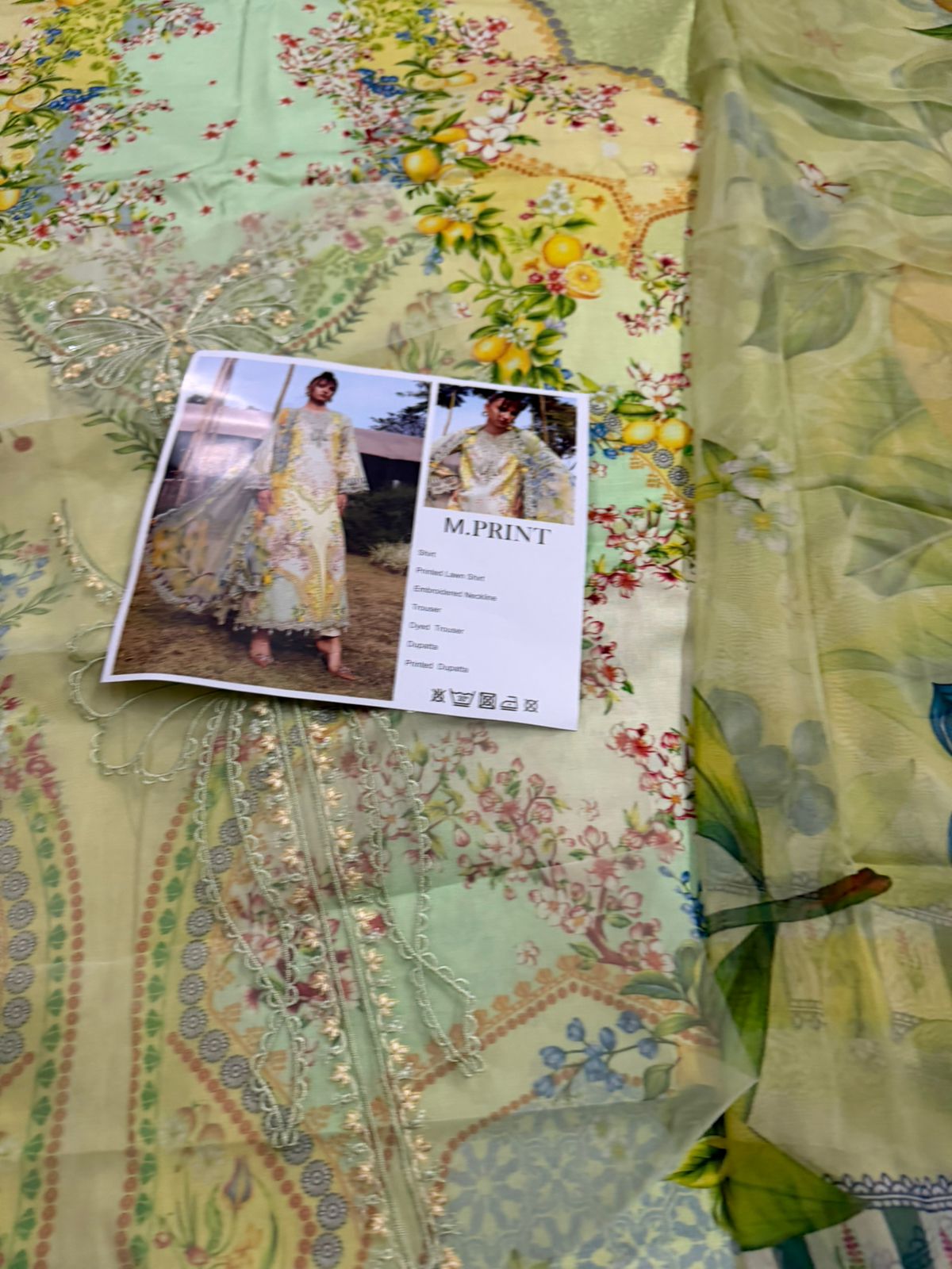 Maria.B Pistachio Green Luxury Lawn 2026 | Embroidered 3D Motif Design