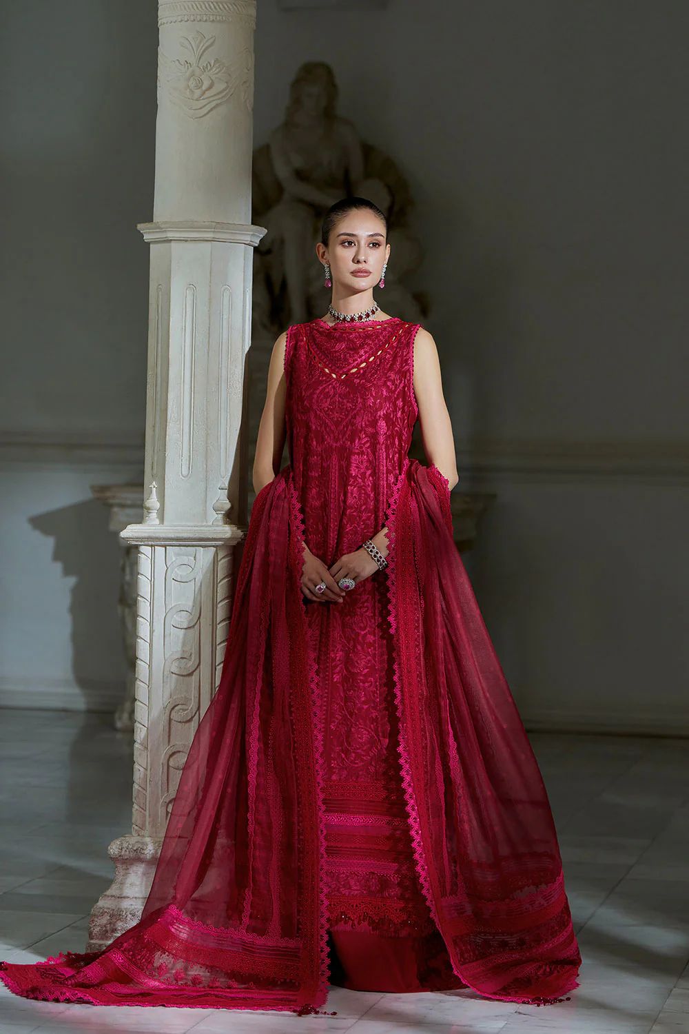 Sobia Nazir Red Luxury Lawn 2026 | Embroidered Cotton Net Pakistani Suit