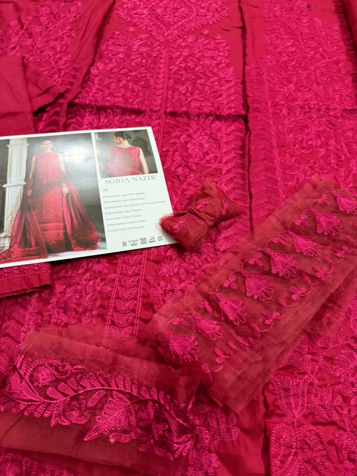 Sobia Nazir Red Luxury Lawn 2026 | Embroidered Cotton Net Pakistani Suit