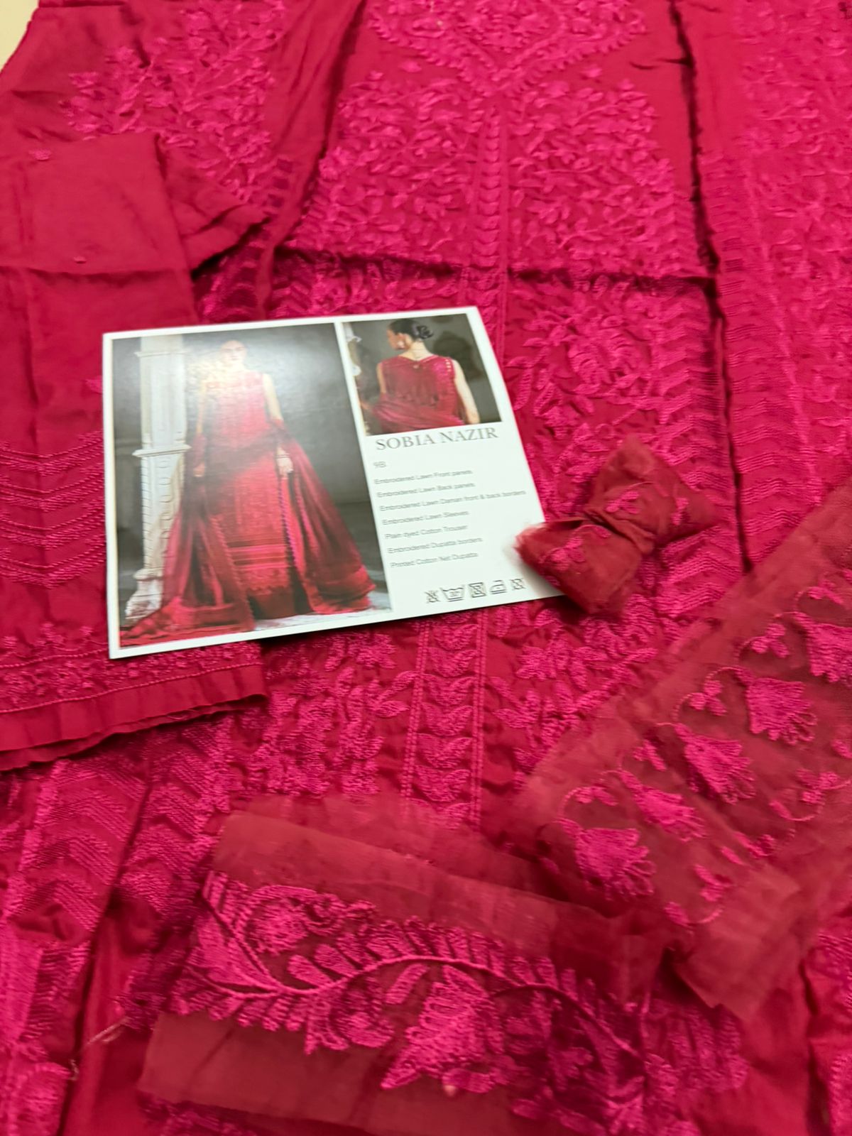 Sobia Nazir Red Luxury Lawn 2026 | Embroidered Cotton Net Pakistani Suit