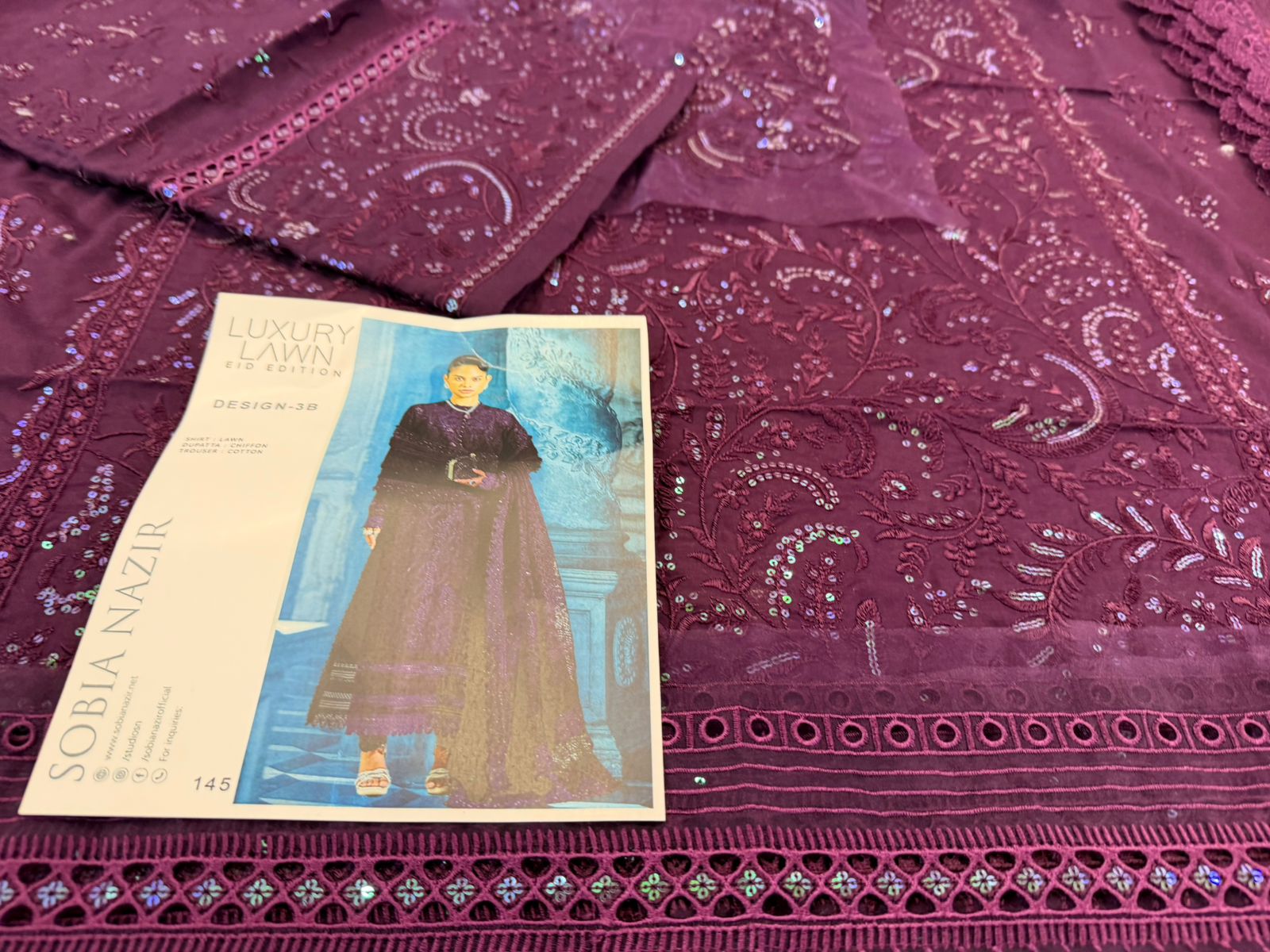 Sobia Nazir Peach Luxury Lawn 2026 | Embroidered Net Dupatta Suit