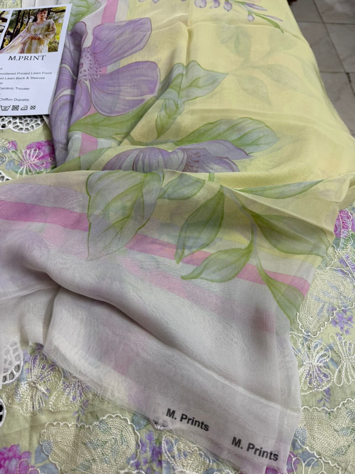 Maria B M-Prints Luxury Yellow Lawn 2026 | Embroidered 3-Piece Suit