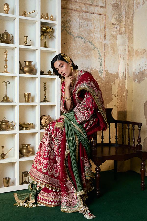 Suffuse Afsanae Maroon Silk Suit | Luxury Embroidered Wedding Wear