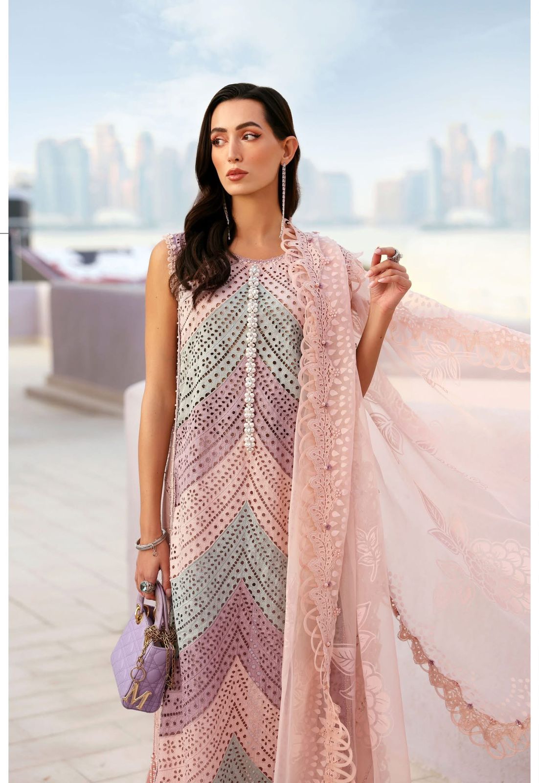 Maria B. Lilac Luxury Lawn | 3D Floral Embroidered Summer 3-Piece