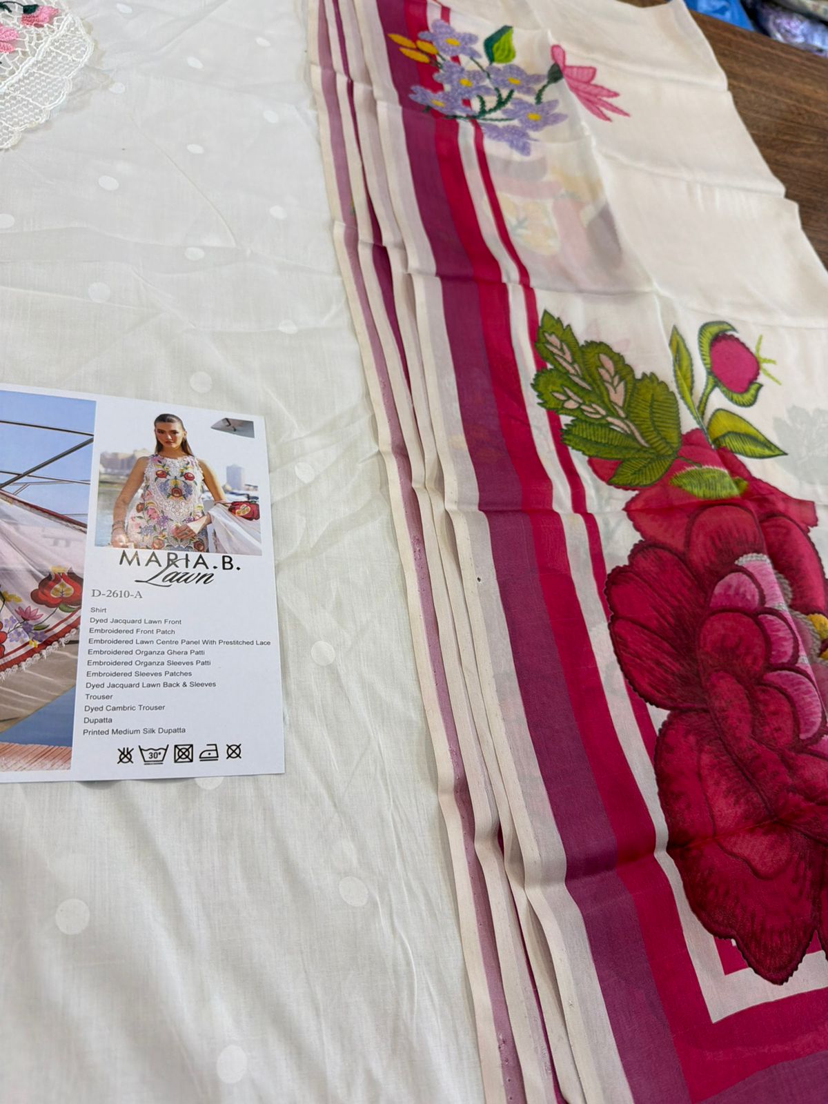 Maria B. Off-White Eid Lawn | Luxury Embroidered Jacquard 3-Piece