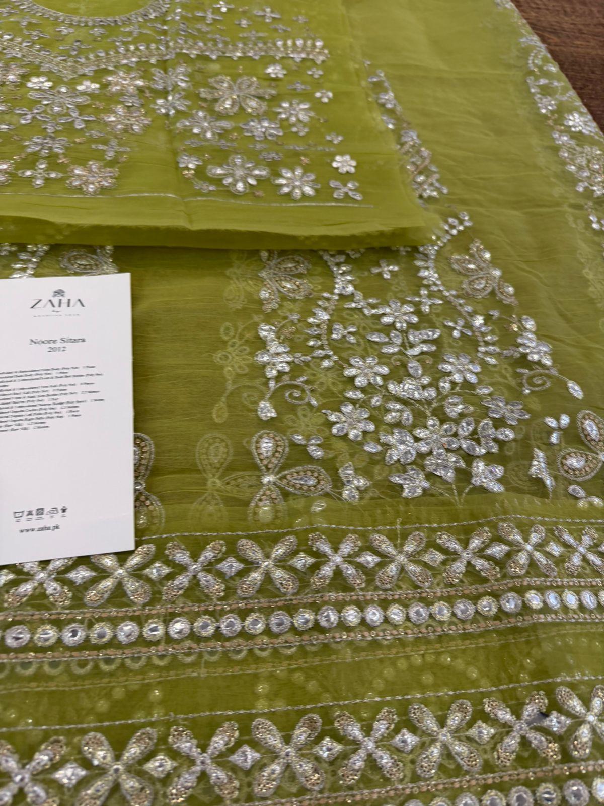 Zaha Lime Green Mirror-Work Wedding Suit | Luxury Festive Bridal Wear