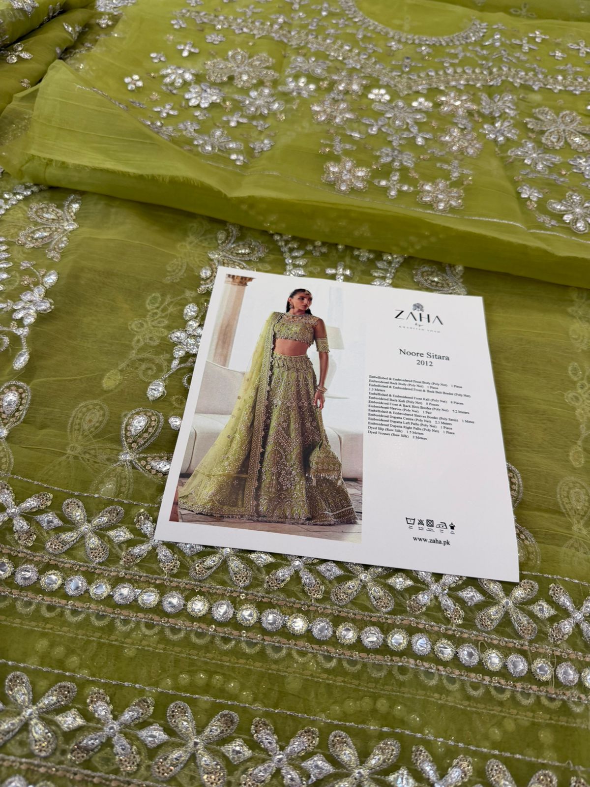 Zaha Lime Green Mirror-Work Wedding Suit | Luxury Festive Bridal Wear