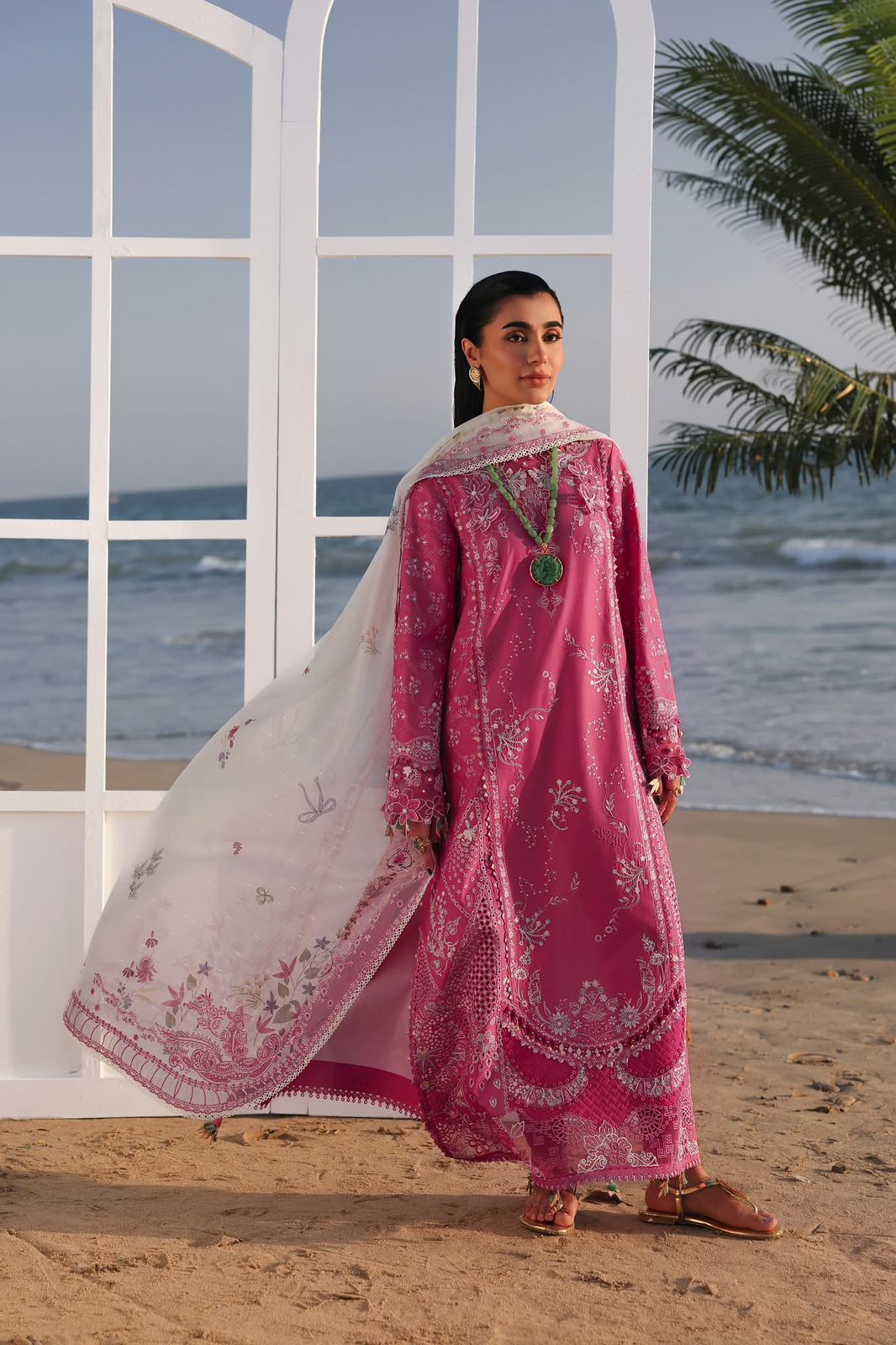 Qalamqar Mulberry Chikankari Lawn | Luxury Embroidered Summer 3-Piece