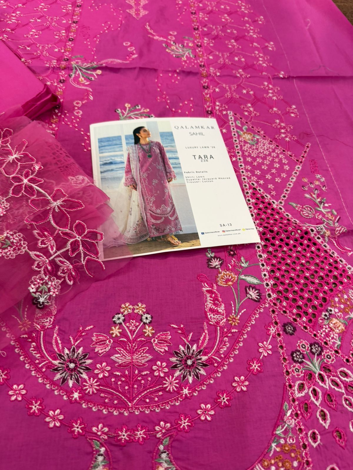 Qalamqar Mulberry Chikankari Lawn | Luxury Embroidered Summer 3-Piece