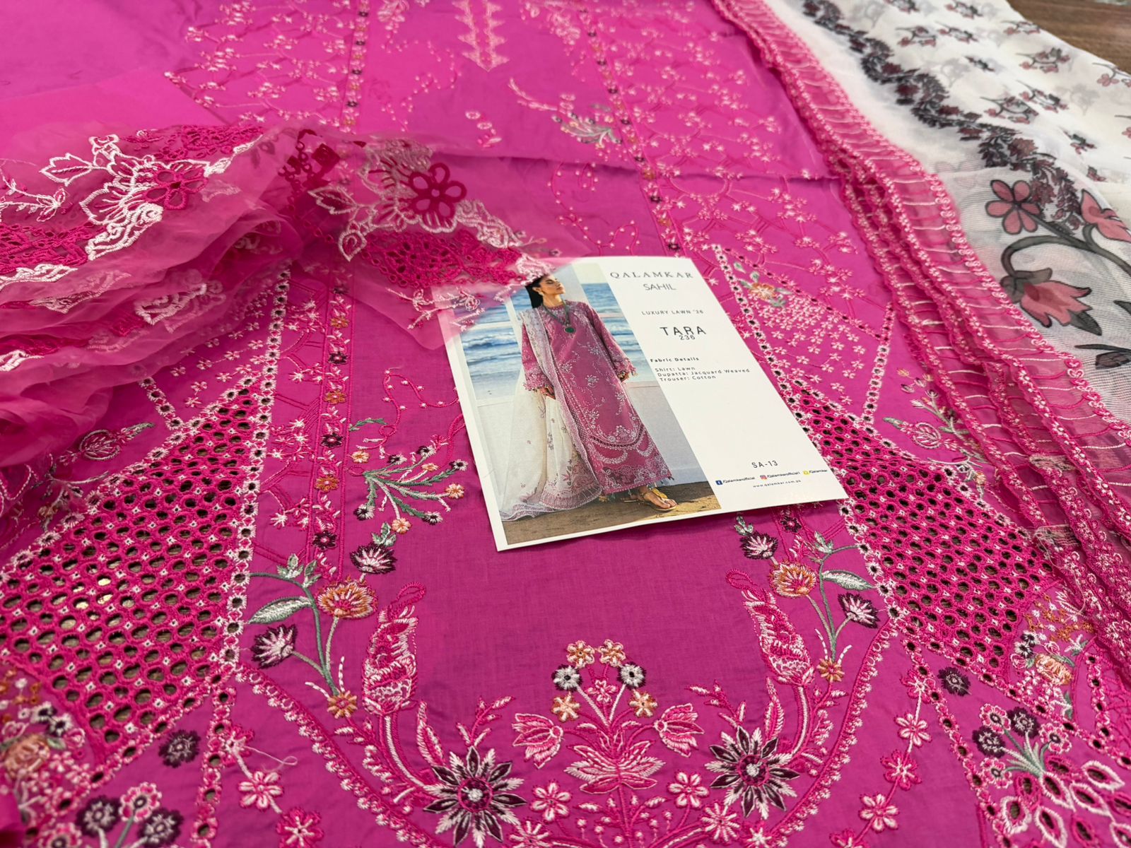 Qalamqar Mulberry Chikankari Lawn | Luxury Embroidered Summer 3-Piece