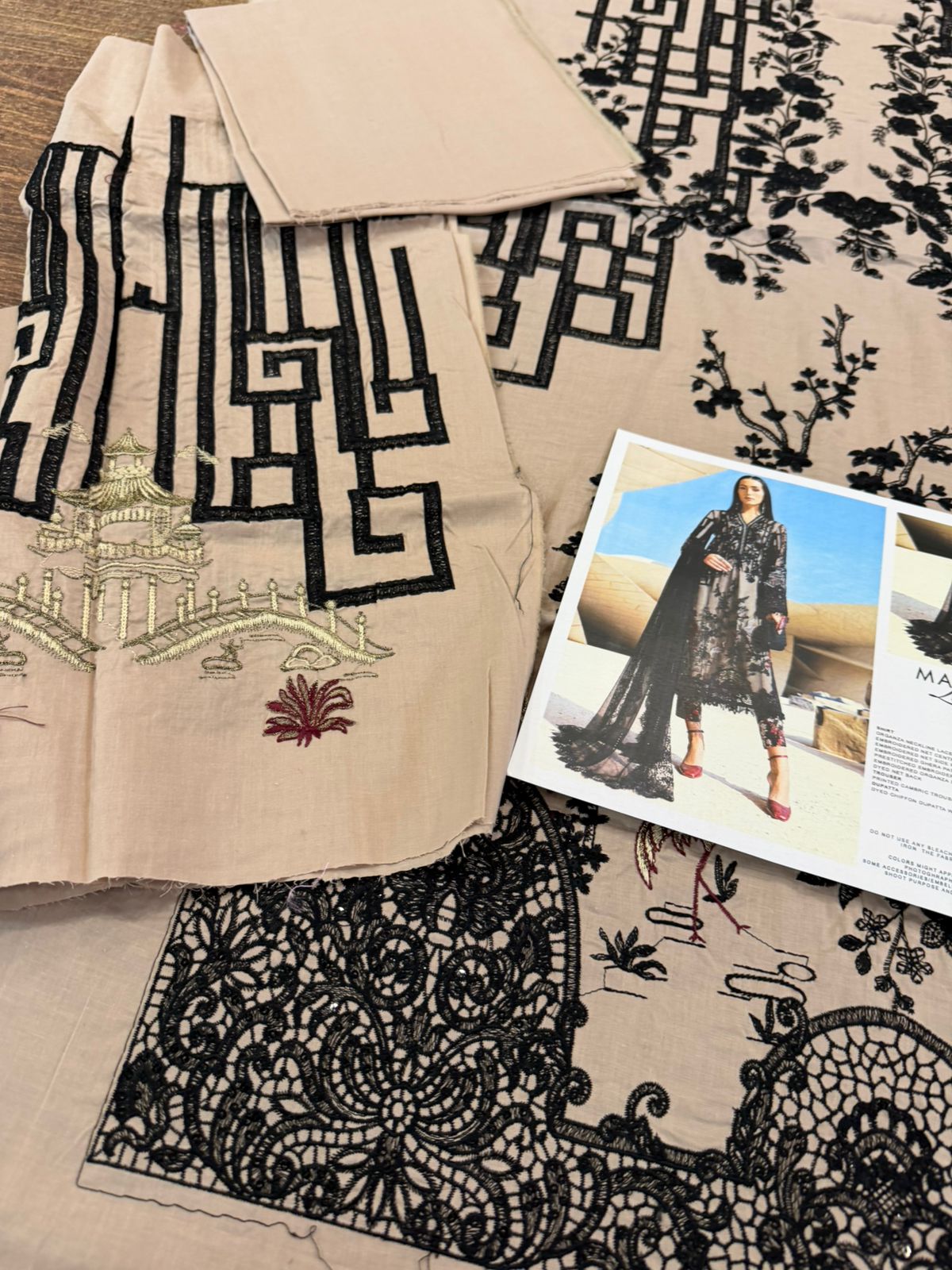 Maria B. Black Embroidered Lawn Suit | Luxury Net & Chiffon 3-Piece