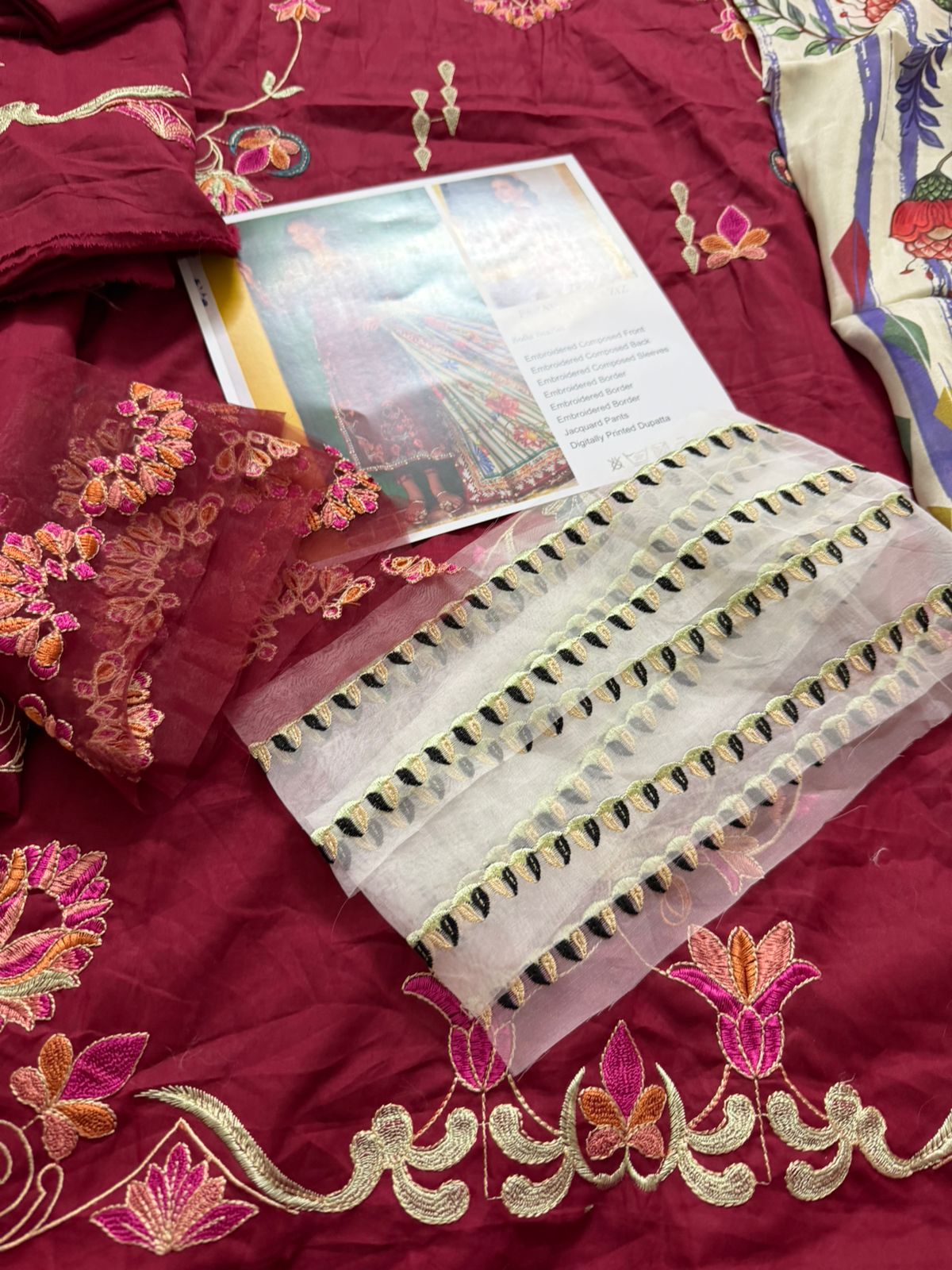 Farah Talib Aziz | Sofia Scarlet Deep Maroon Luxury Lawn Suit