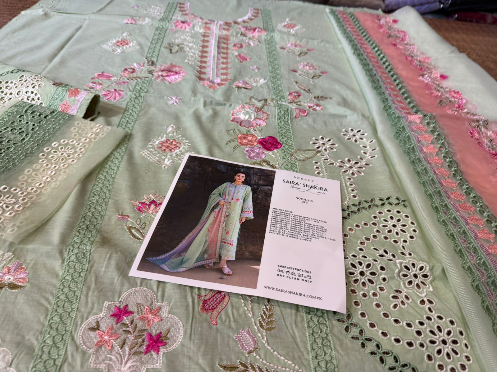 Saira Shakira Breeze Luxury Laser-Work Lawn | Embroidered 3PC