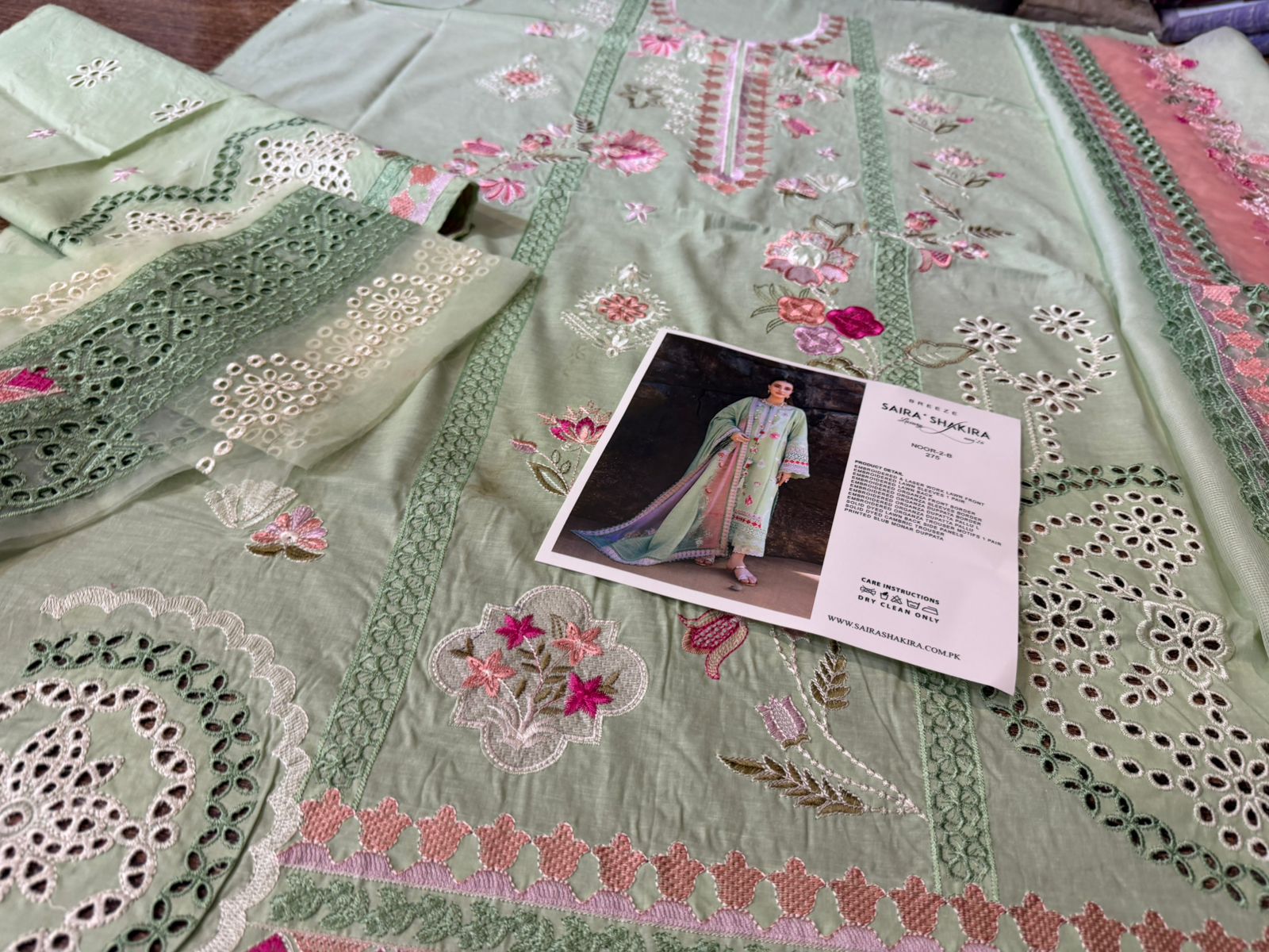 Saira Shakira Breeze Luxury Laser-Work Lawn | Embroidered 3PC