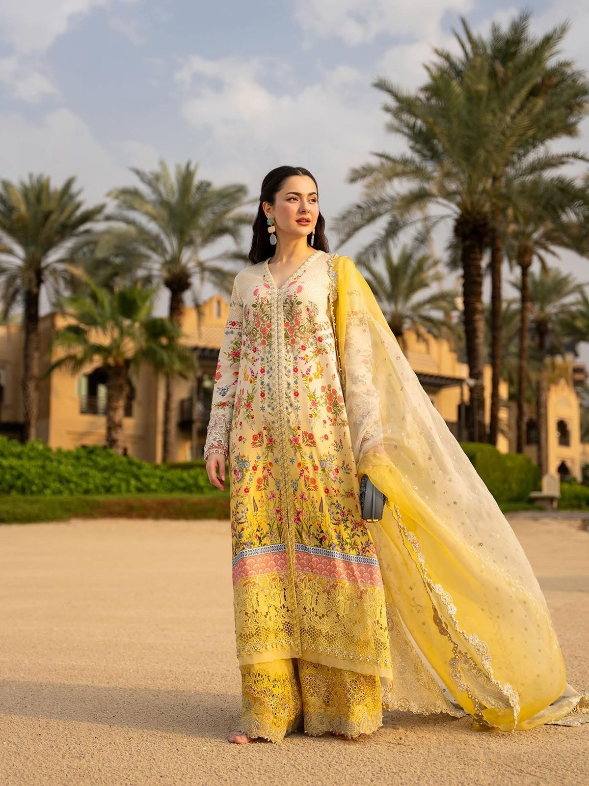 Faiza Saqlain Arta - Yellow Embroidered Luxury Lawn 3-Piece Suit