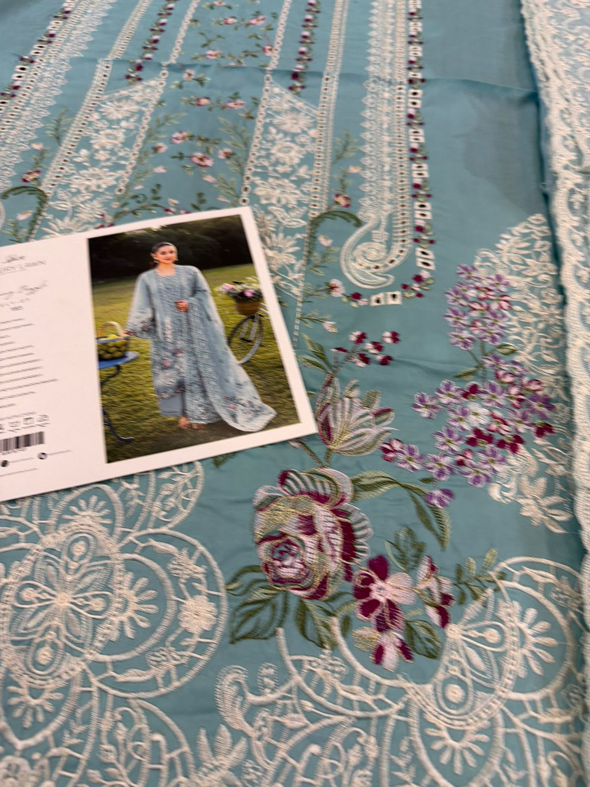 Elaf Powder Blue Luxury Lawn - Embroidered 3-Piece Unstitched Suit