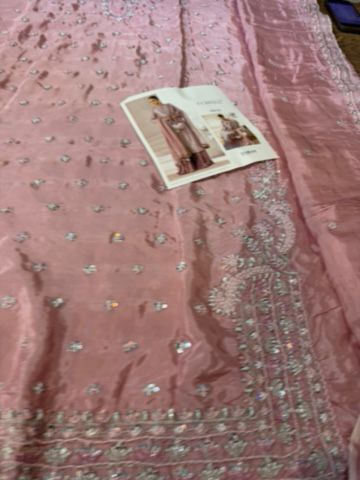 Pink Lama Silk Embroidered Long Shirt with Crushed Palazzo | Clothesforum