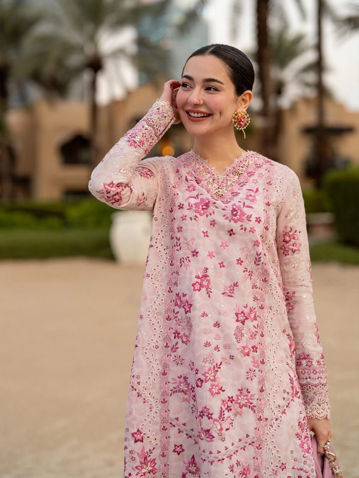 Faiza Saqlain Lamija - Blush Pink Embroidered Luxury Lawn Suit