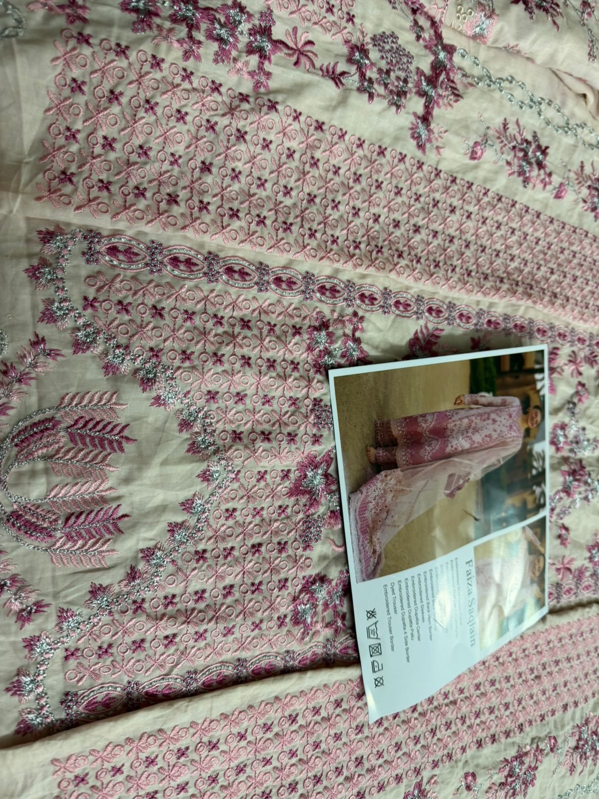 Faiza Saqlain Lamija - Blush Pink Embroidered Luxury Lawn Suit