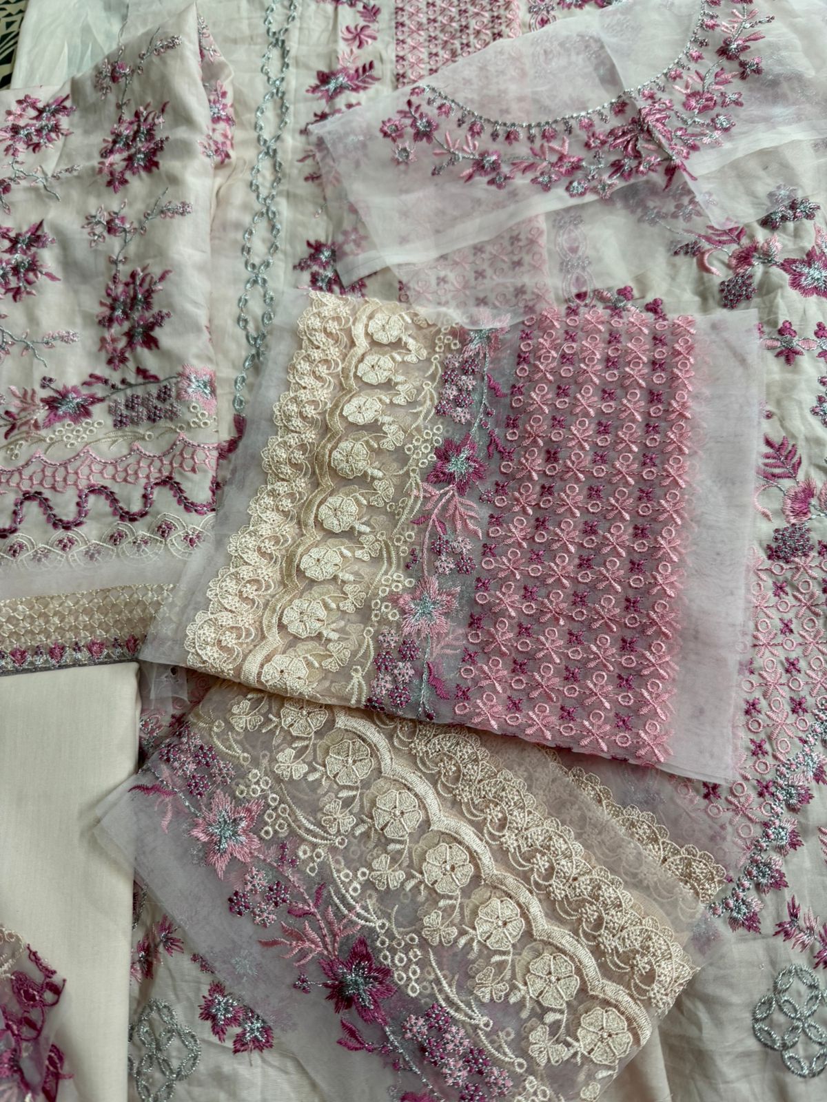 Faiza Saqlain Lamija - Blush Pink Embroidered Luxury Lawn Suit