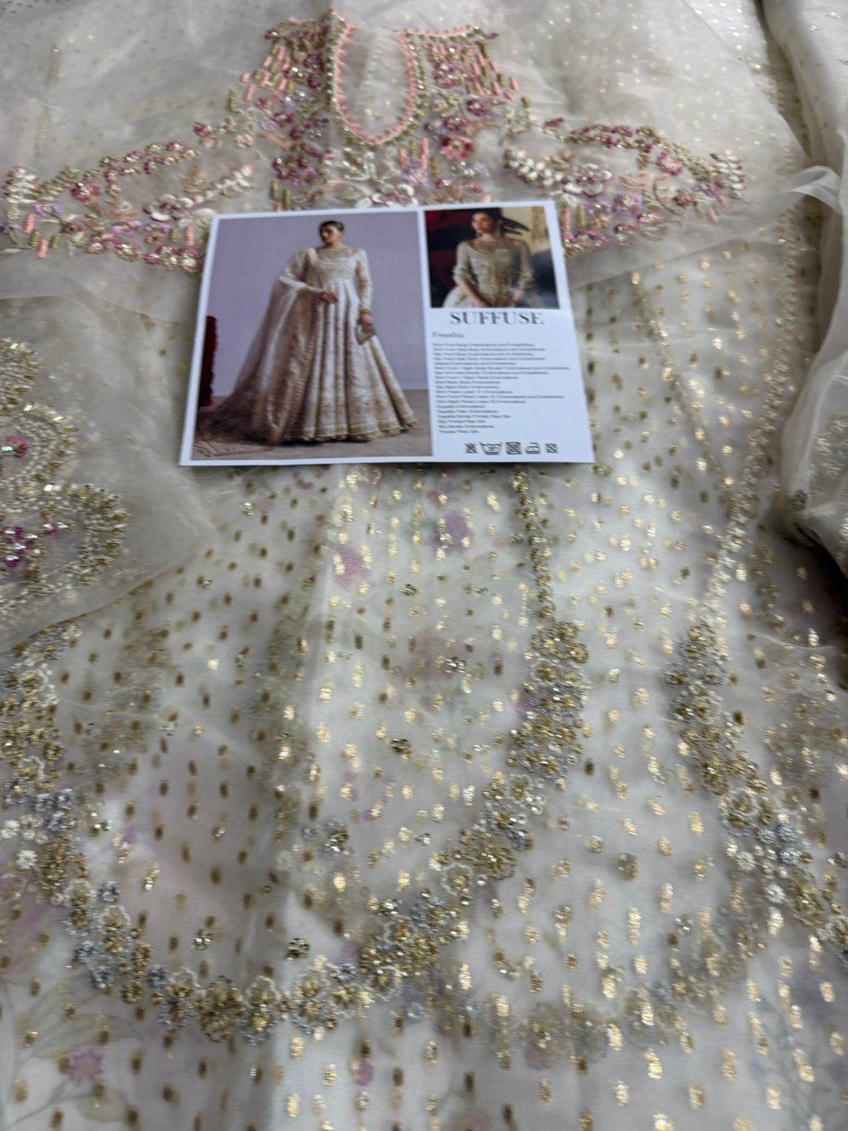 Suffuse by Sana Yasir Ivory Embroidered Organza Pishwas - 5 Piece
