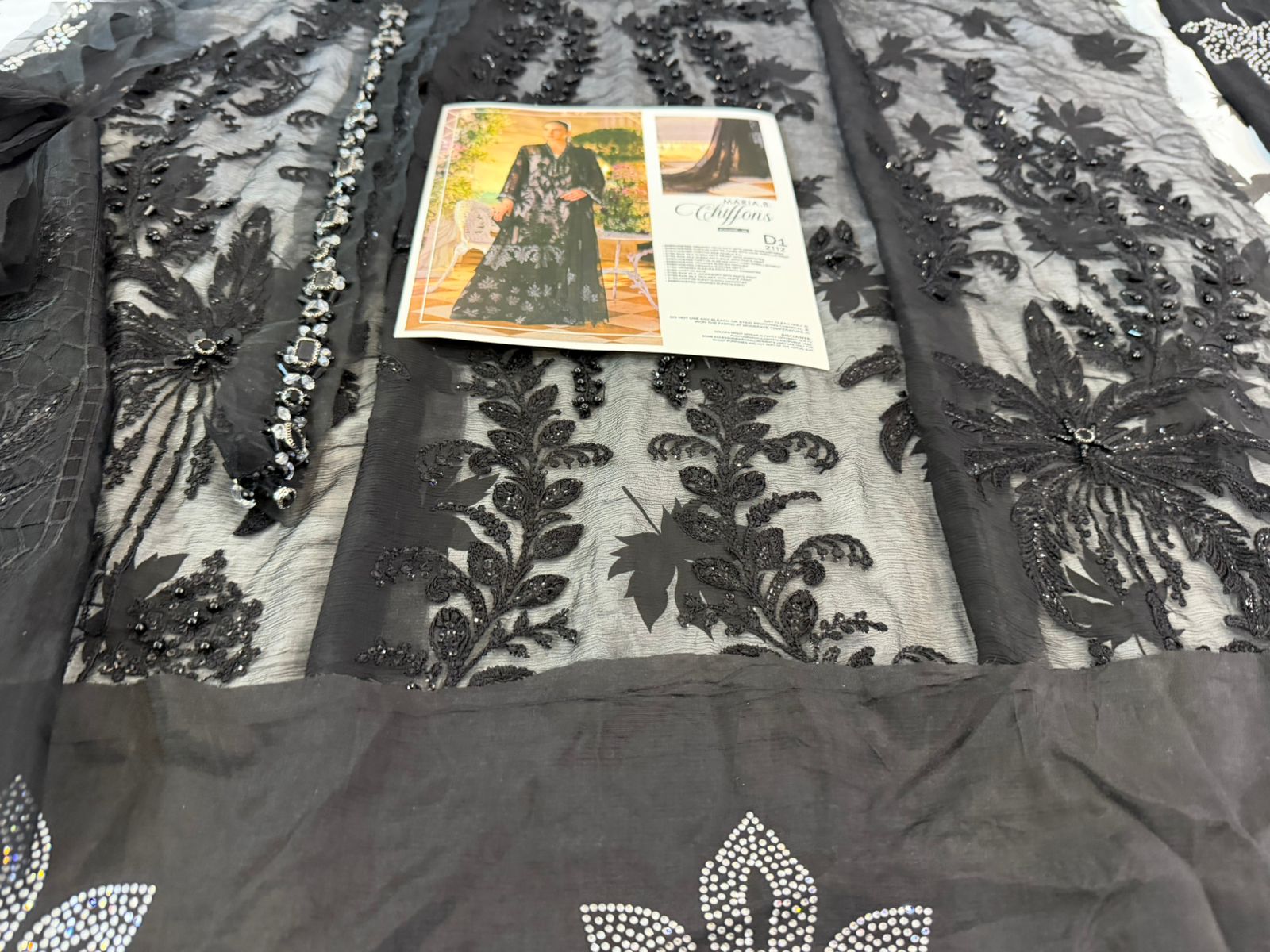 Maria B Black Embroidered Chiffon - Premium Formal Stitched Suit