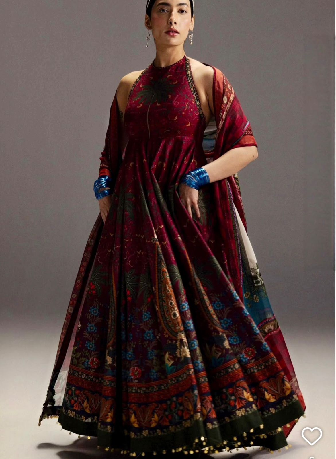 Zara Shahjahan Firdaus - Burgundy Luxury Lawn Shikargah Anarkali