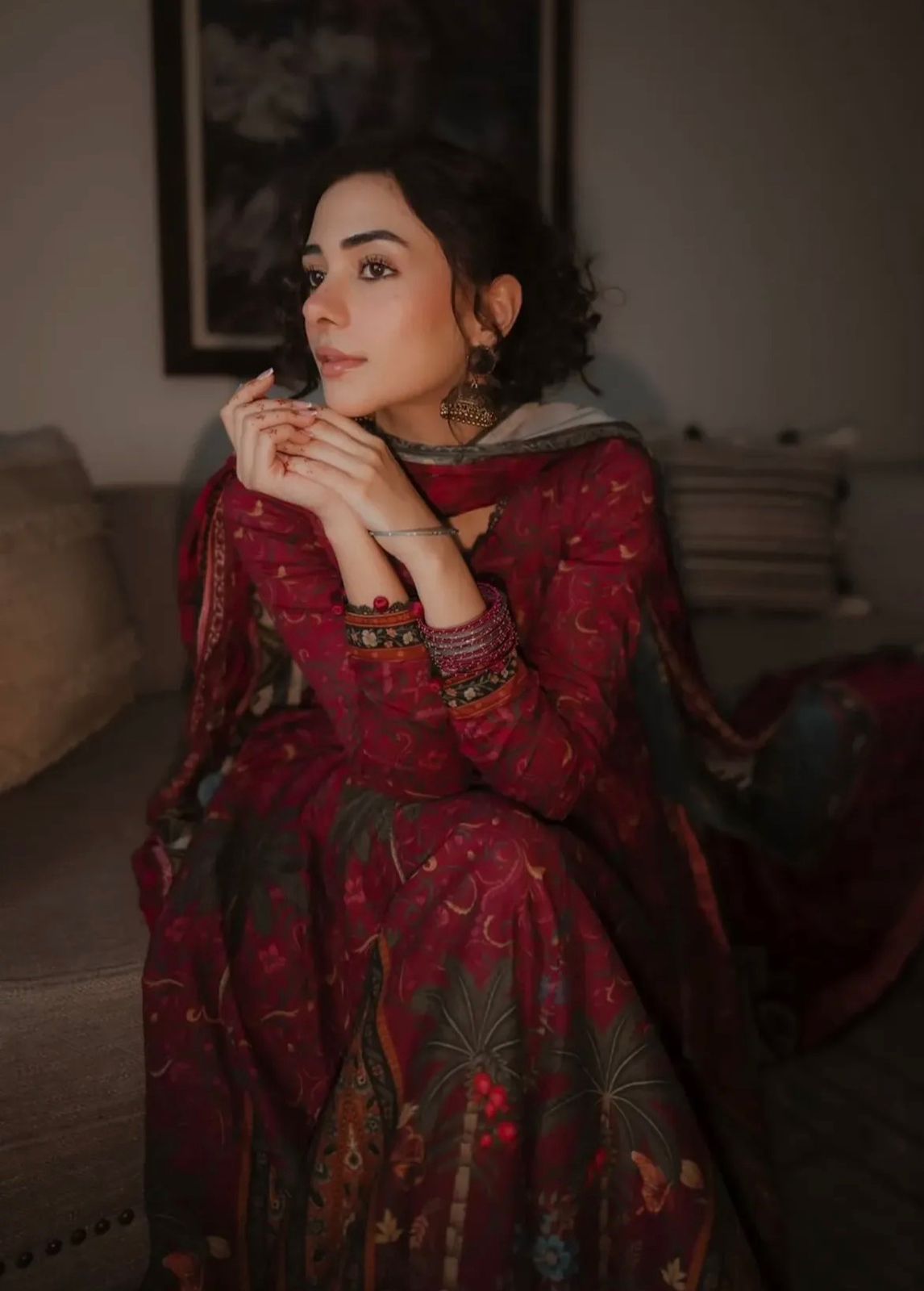 Zara Shahjahan Firdaus - Burgundy Luxury Lawn Shikargah Anarkali