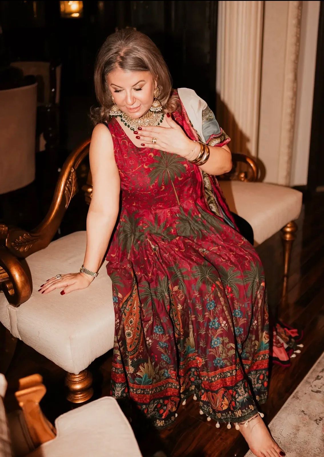 Zara Shahjahan Firdaus - Burgundy Luxury Lawn Shikargah Anarkali