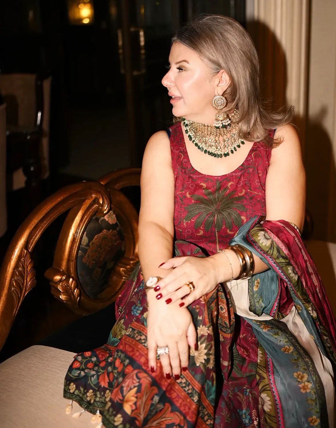 Zara Shahjahan Firdaus - Burgundy Luxury Lawn Shikargah Anarkali