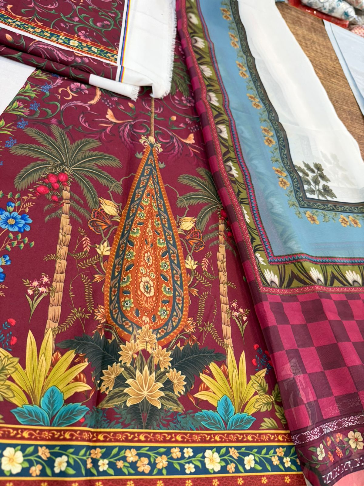 Zara Shahjahan Firdaus - Burgundy Luxury Lawn Shikargah Anarkali