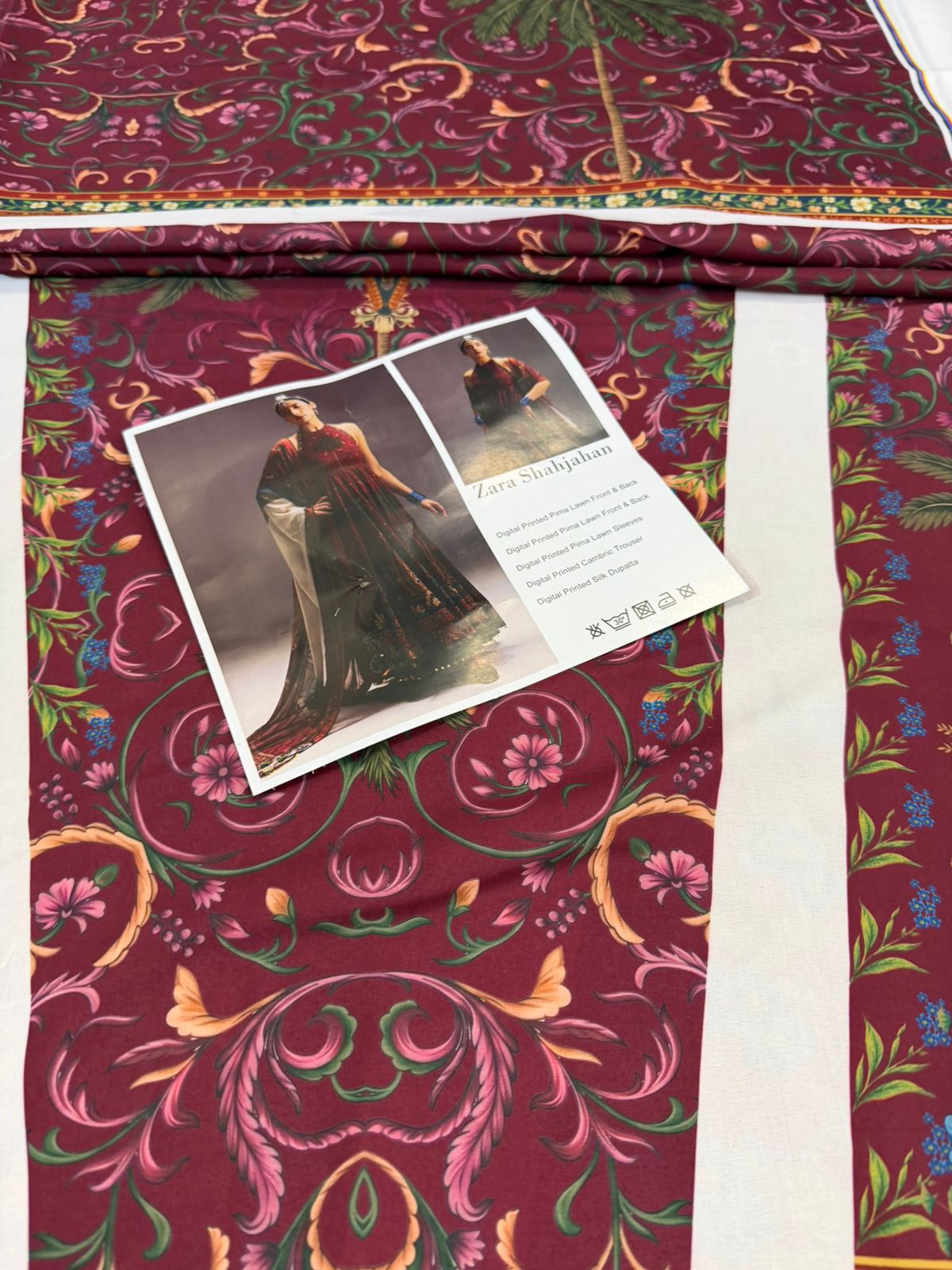 Zara Shahjahan Firdaus - Burgundy Luxury Lawn Shikargah Anarkali