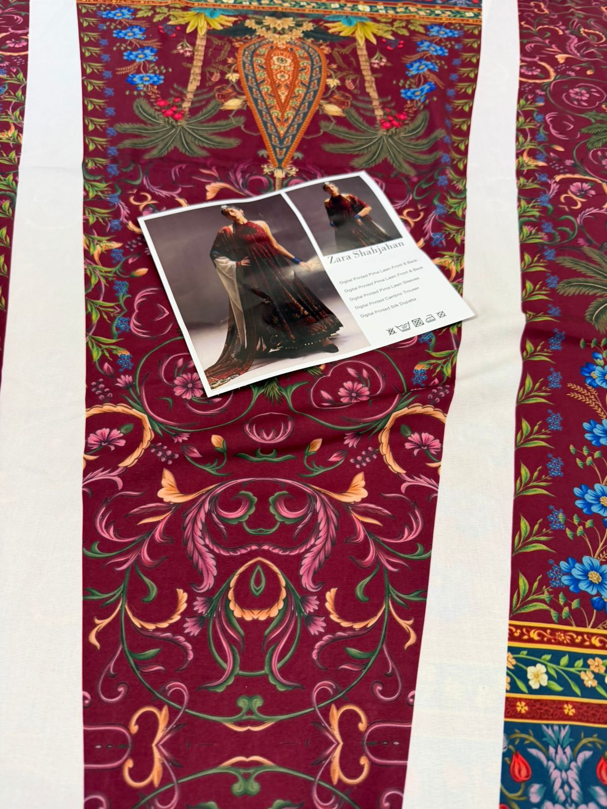 Zara Shahjahan Firdaus - Burgundy Luxury Lawn Shikargah Anarkali