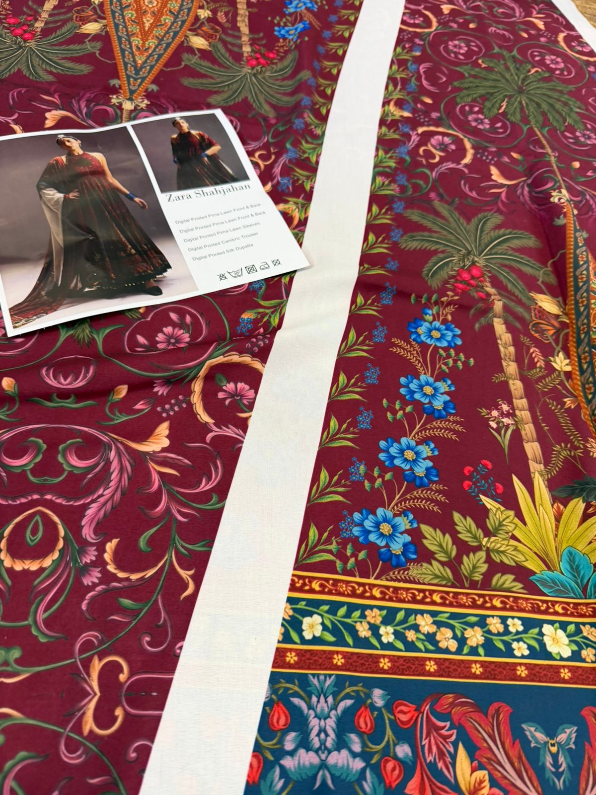Zara Shahjahan Firdaus - Burgundy Luxury Lawn Shikargah Anarkali