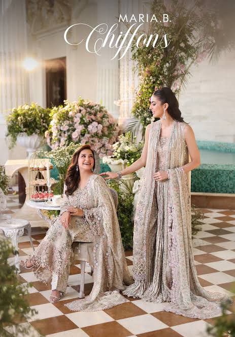 Maria B Emerald Green Embroidered Chiffon Wedding Suit