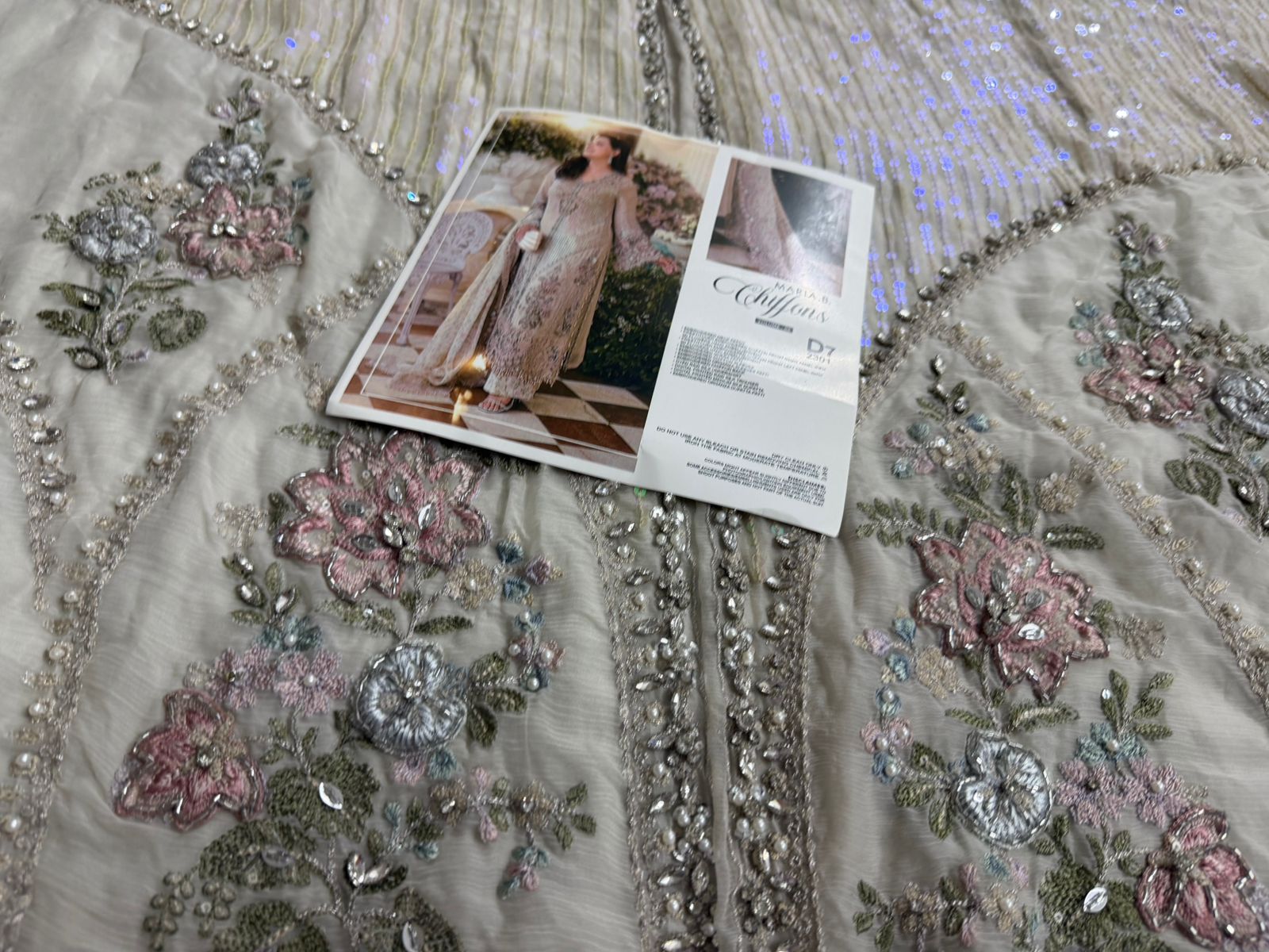 Maria B Emerald Green Embroidered Chiffon Wedding Suit