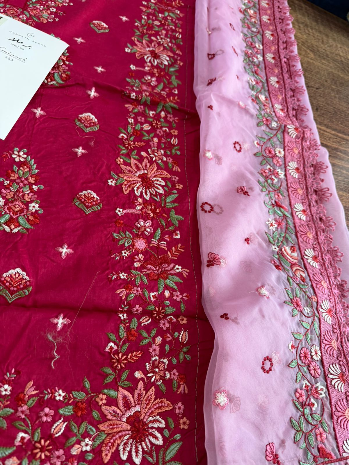 Hussain Rehar Plum Embroidered Luxury Lawn - 3 Piece Suit