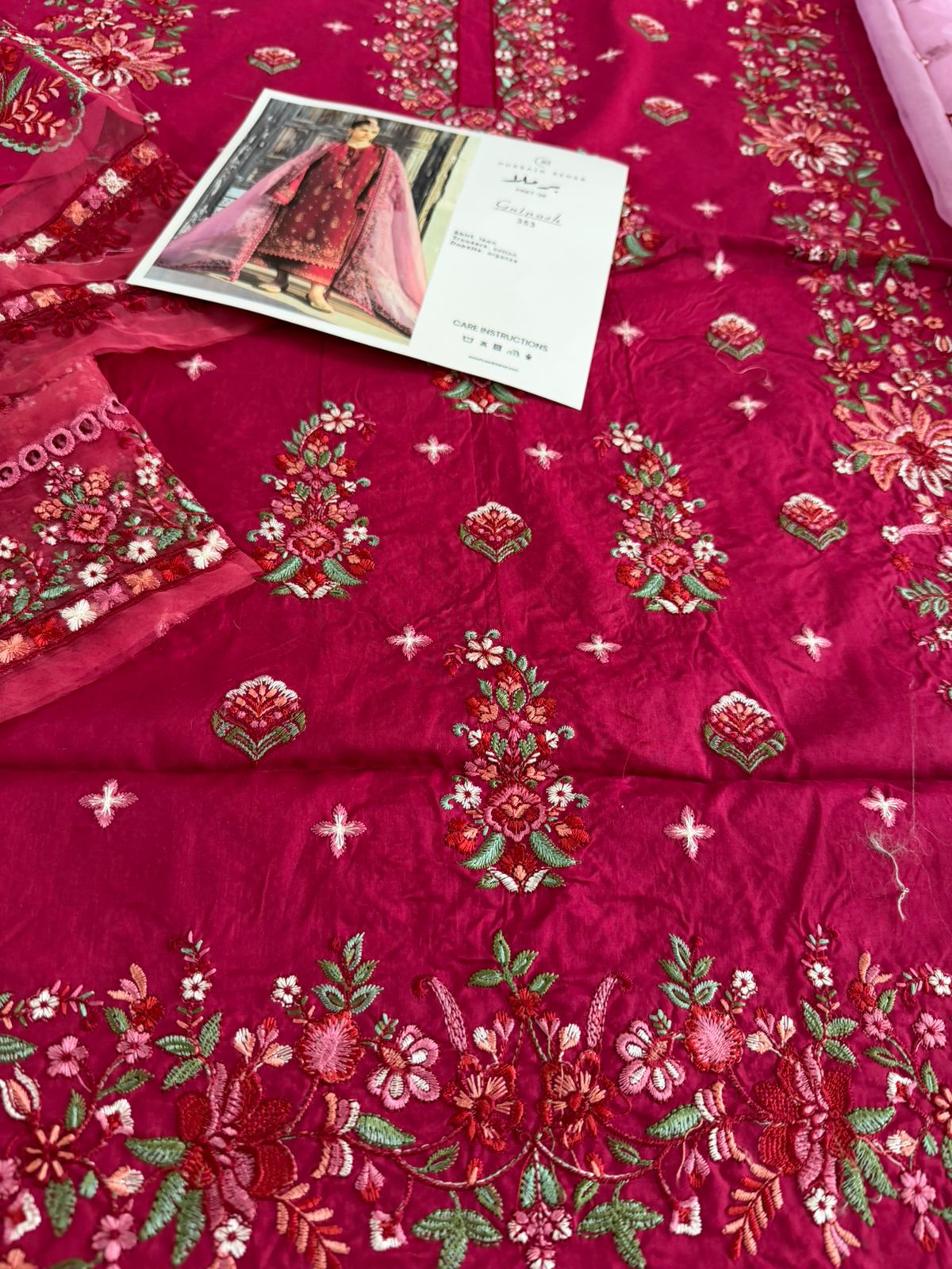 Hussain Rehar Plum Embroidered Luxury Lawn - 3 Piece Suit