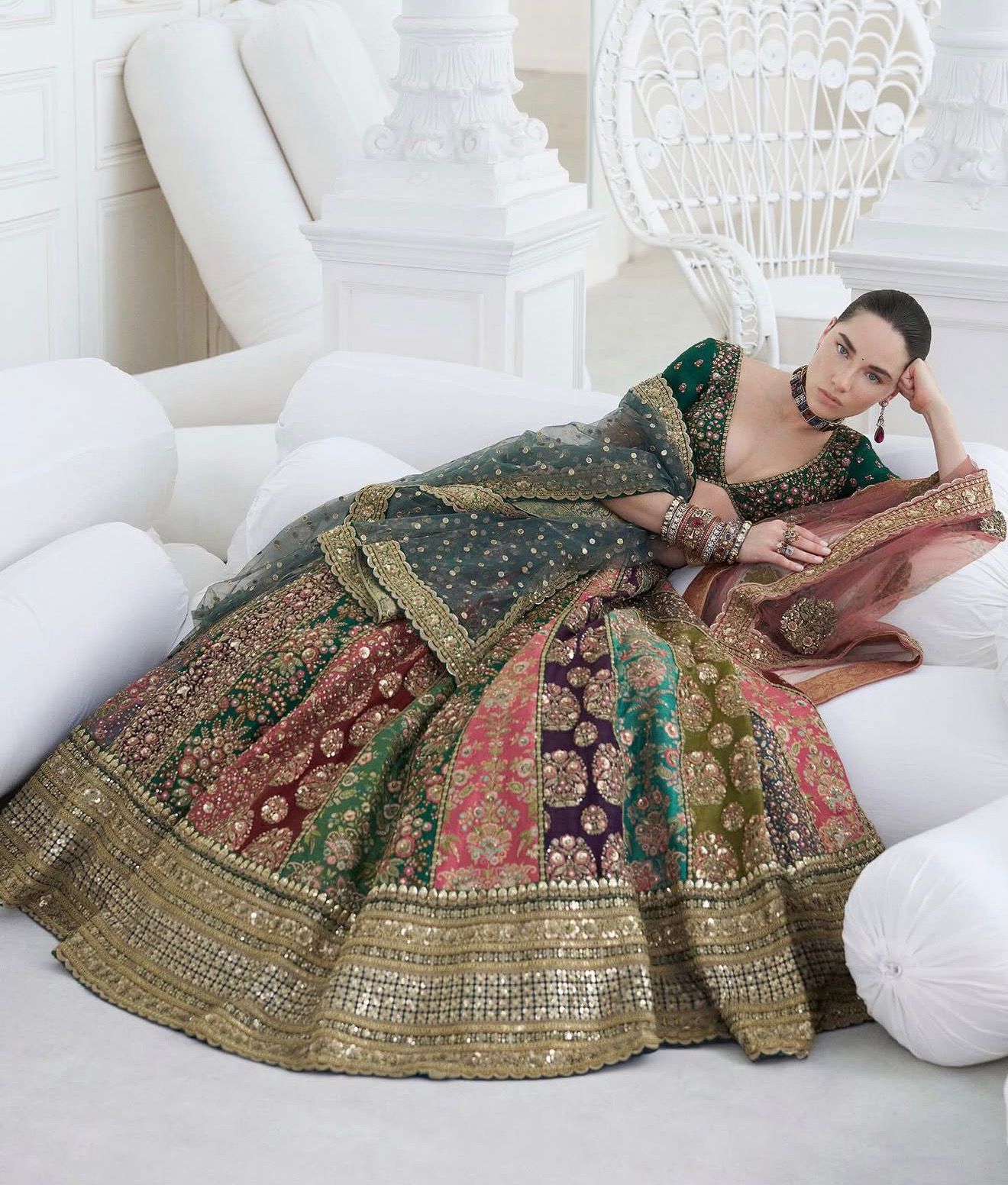 Sabyasachi Maroon Multi-Panel 18 Panelled Wedding Lehenga