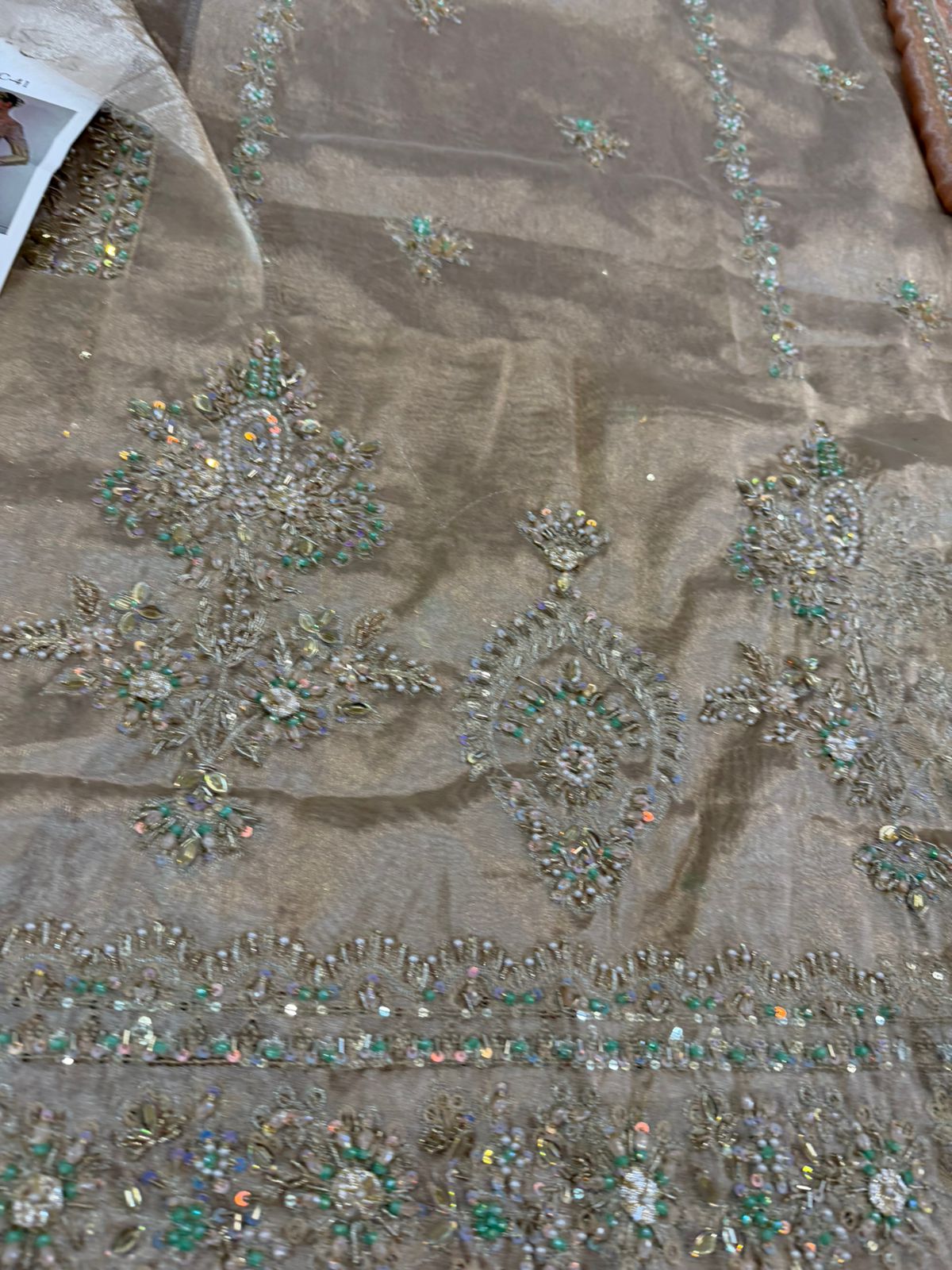 Alina Khan Inspired | Gold Metallic Hand-Embellished Bridal Suit
