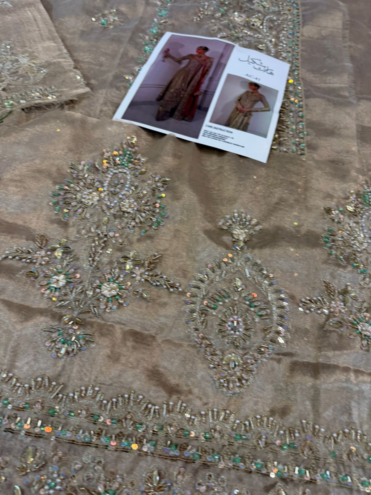 Alina Khan Inspired | Gold Metallic Hand-Embellished Bridal Suit