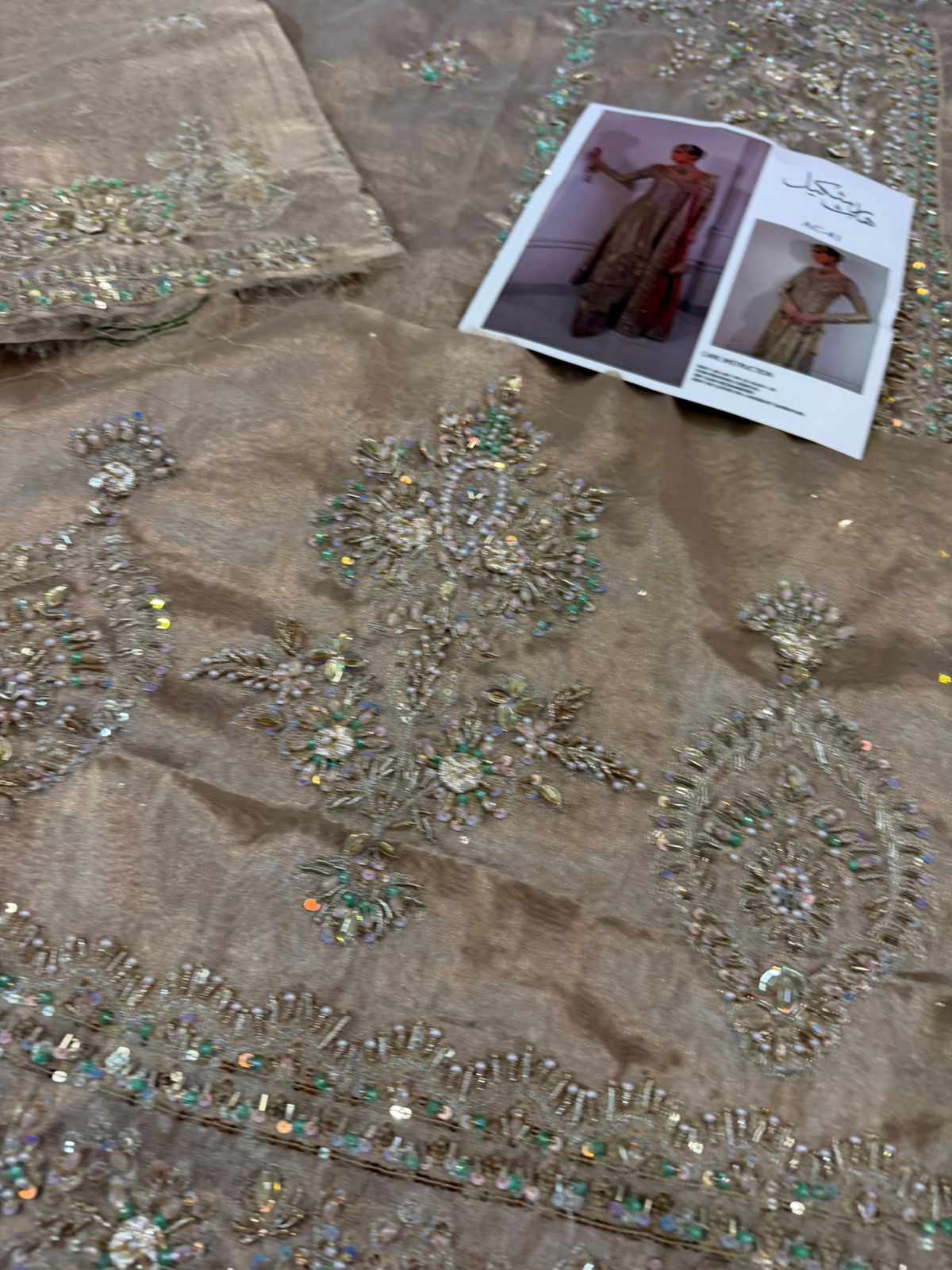 Alina Khan Inspired | Gold Metallic Hand-Embellished Bridal Suit