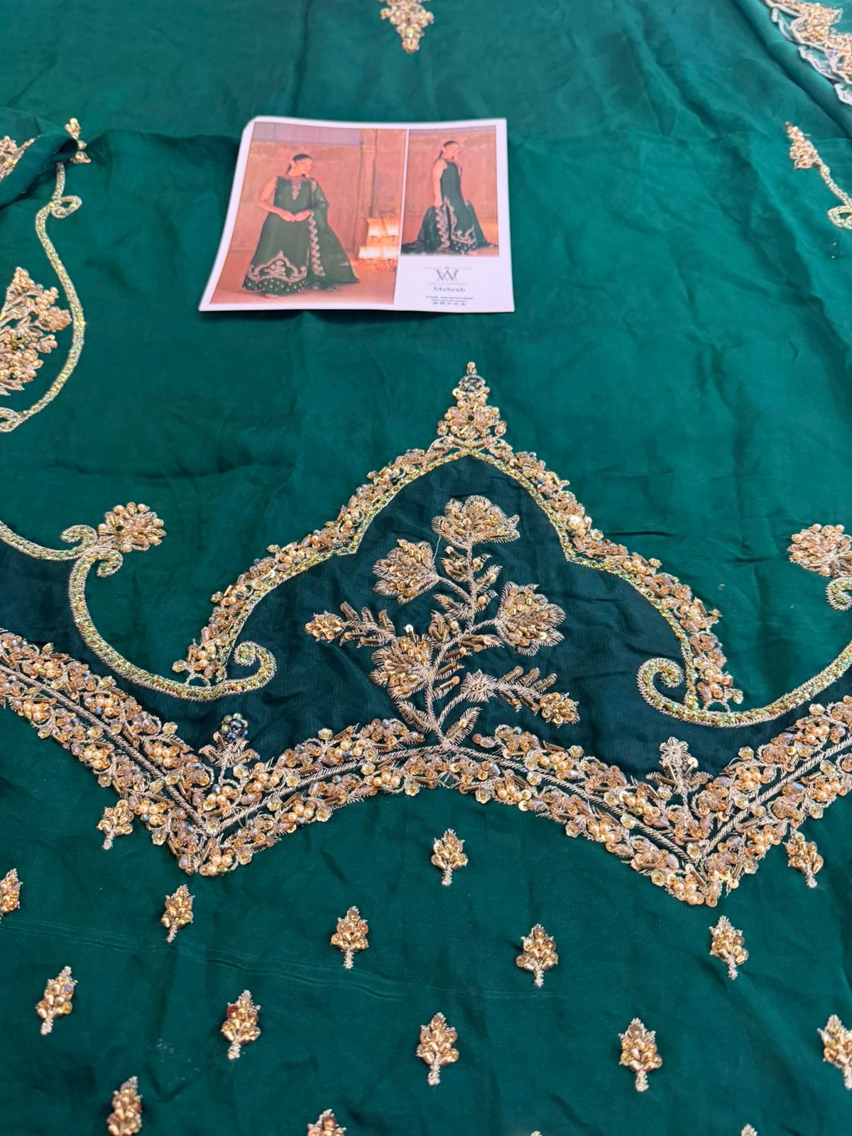 Wajahat Mansoor Inspired | Majestic Green Sheesha Silk Suit