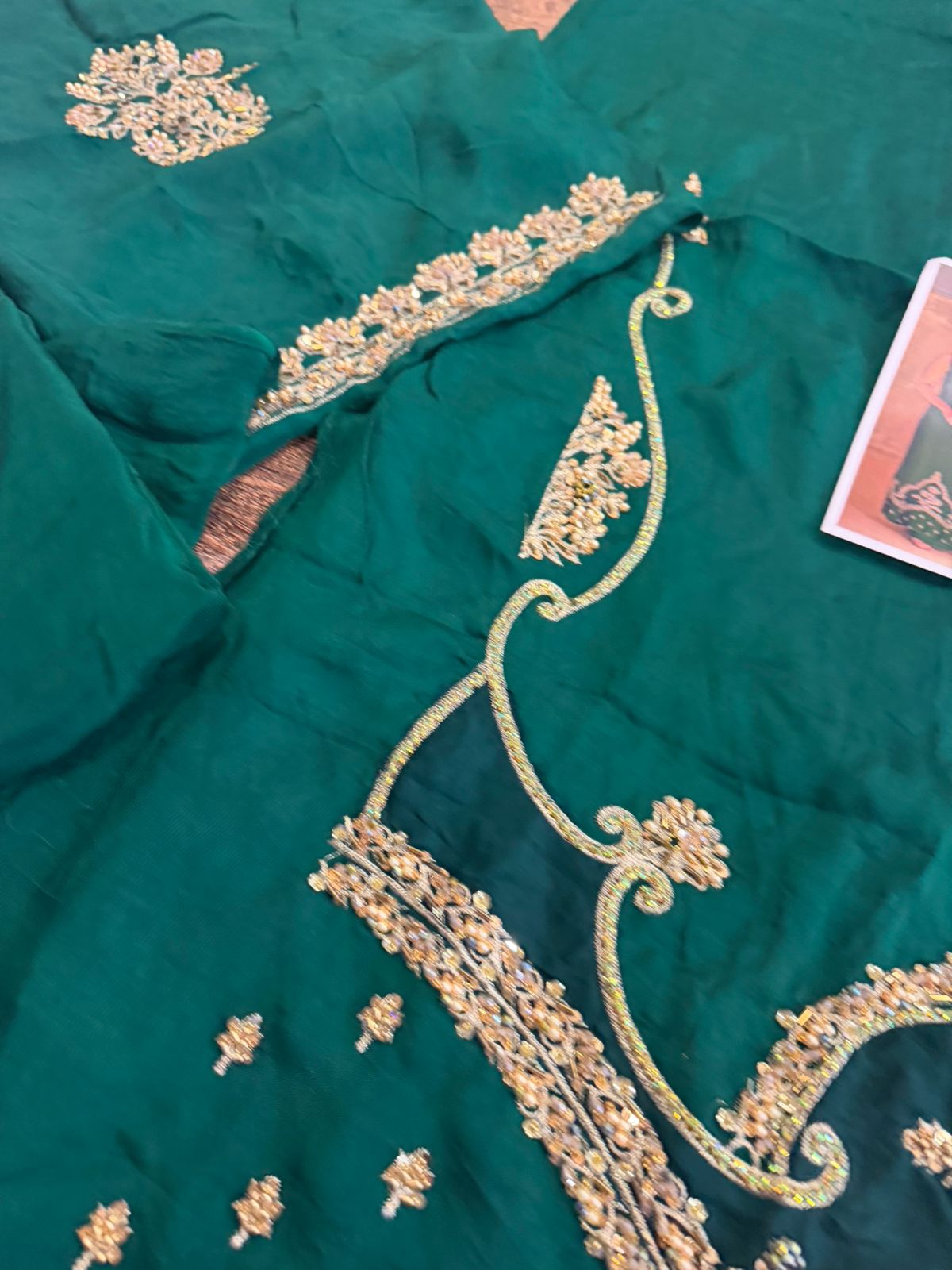 Wajahat Mansoor Inspired | Majestic Green Sheesha Silk Suit
