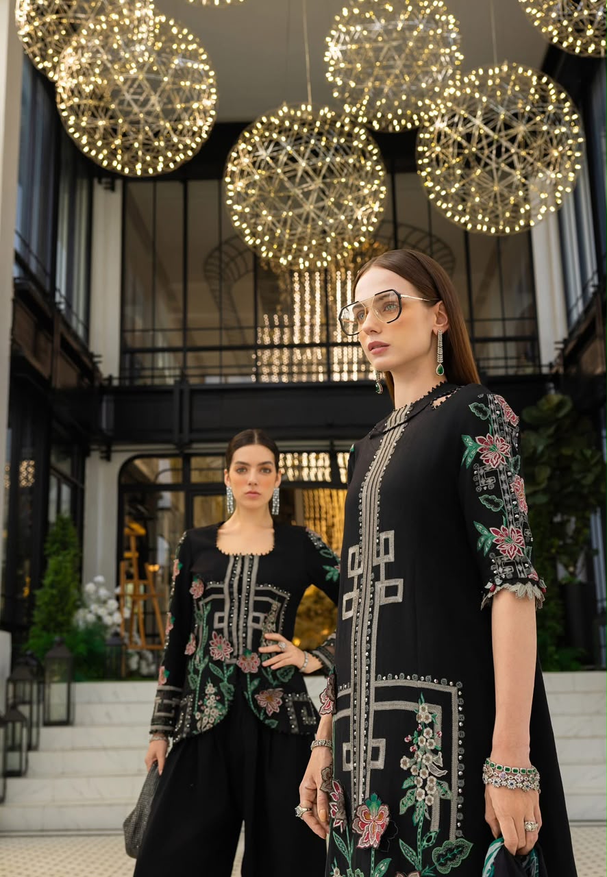 Maria B Black Unstitched Embroidered Jacquard Lawn Suit