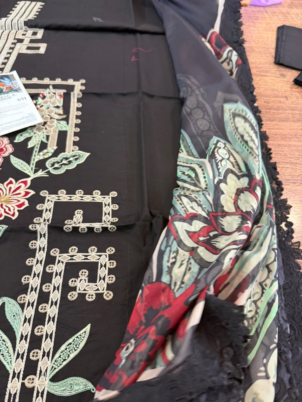 Maria B Black Unstitched Embroidered Jacquard Lawn Suit